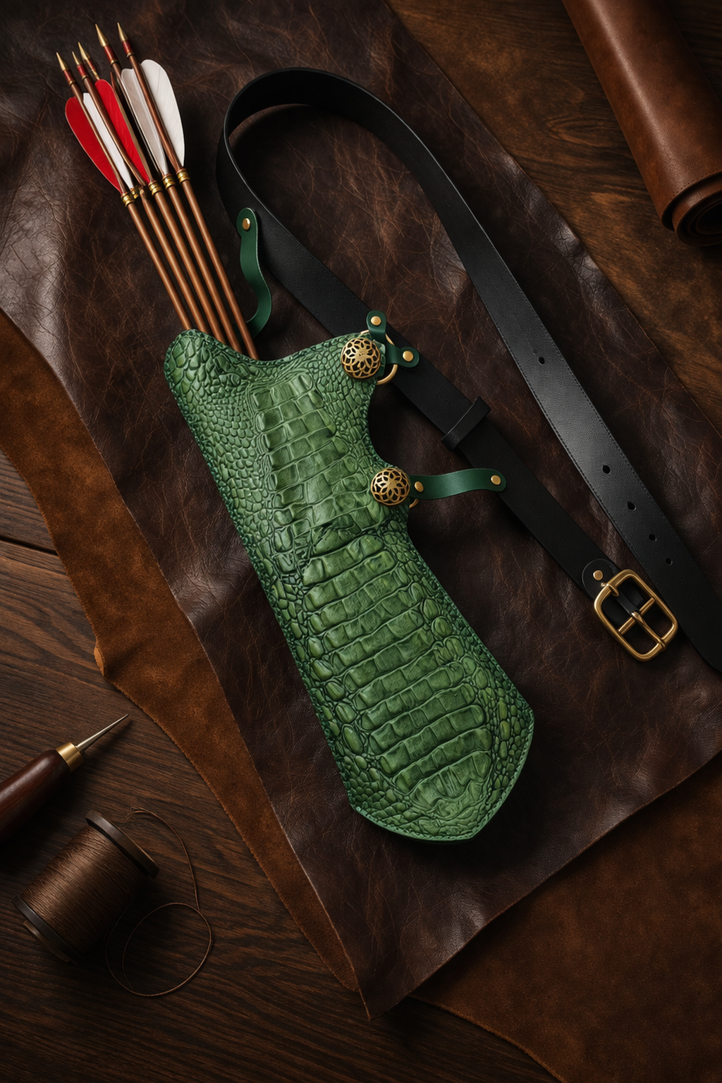 The "Sultan's Emerald" Artisan Ottoman Quiver & Bespoke Belt Set