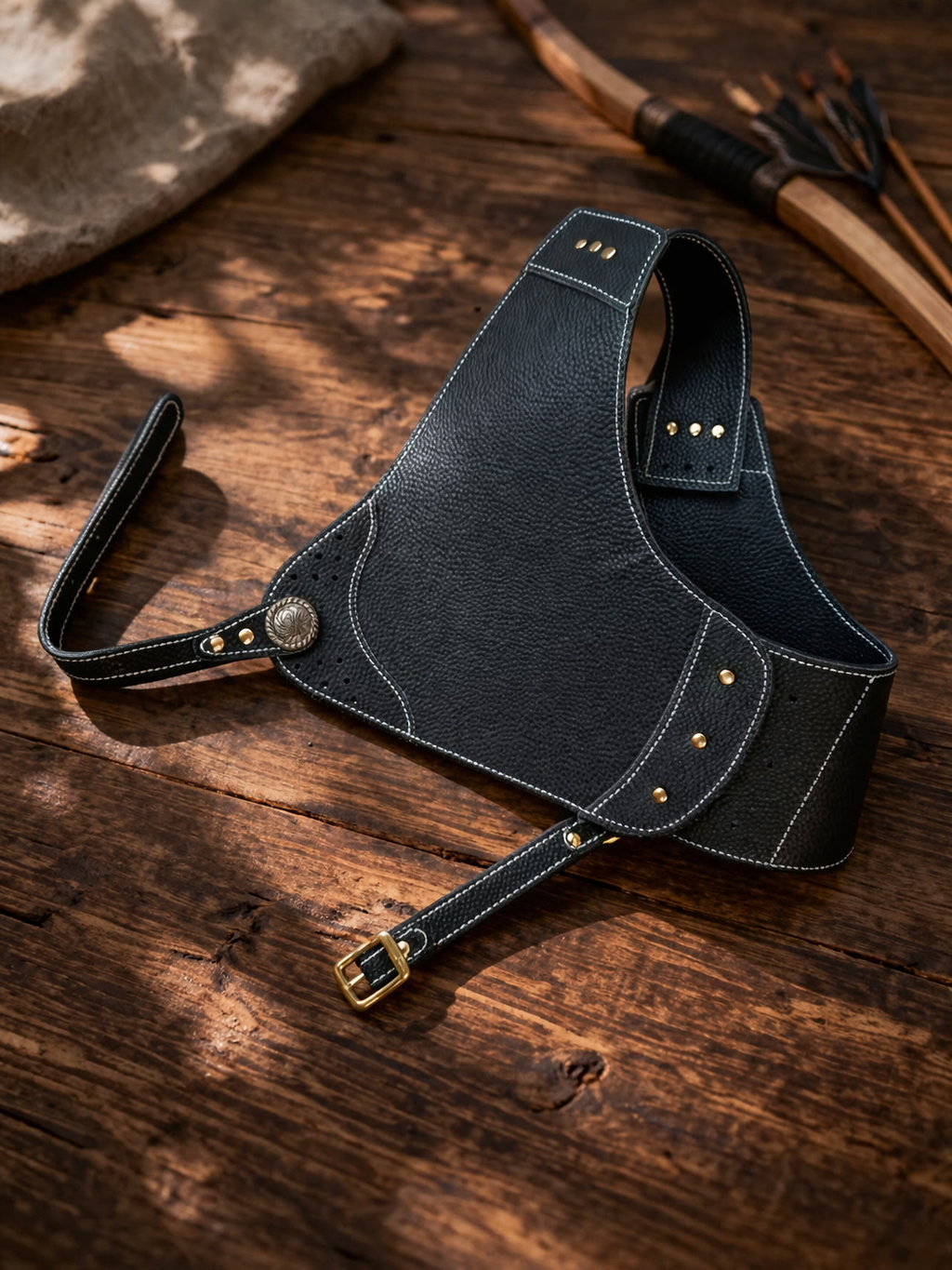 Master Artisan Embossed Floral Leather Chest Guard