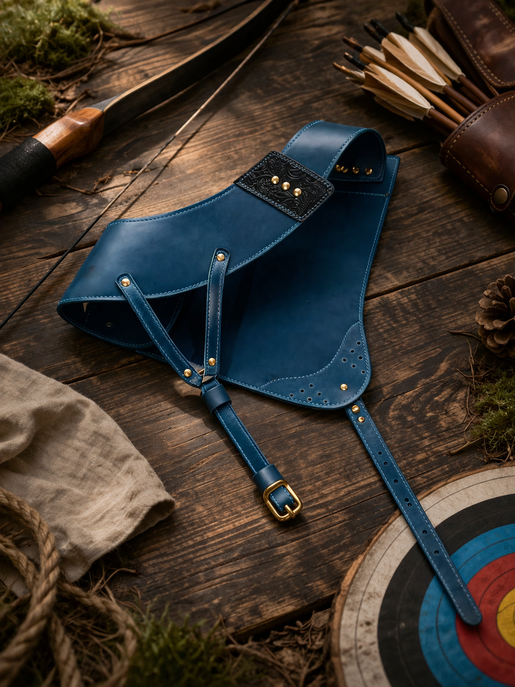 Master Artisan Embossed Floral Leather Chest Guard